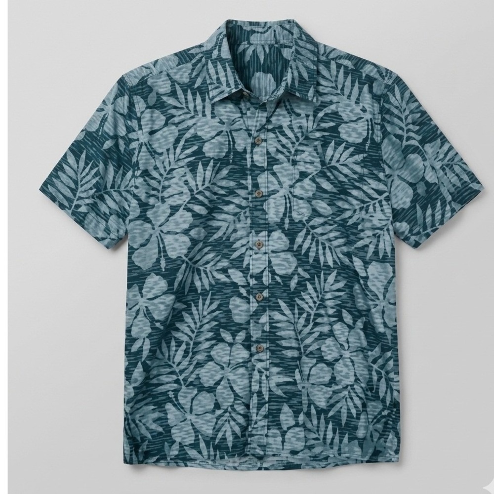 Cooke Street Honolulu Mens Blue Floral Striped Hawaiian Cotton Button Down Shirt